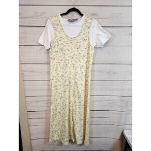 Premier International Women's Multicolor Floral Short Sleeve Maxi Dress Size L‎